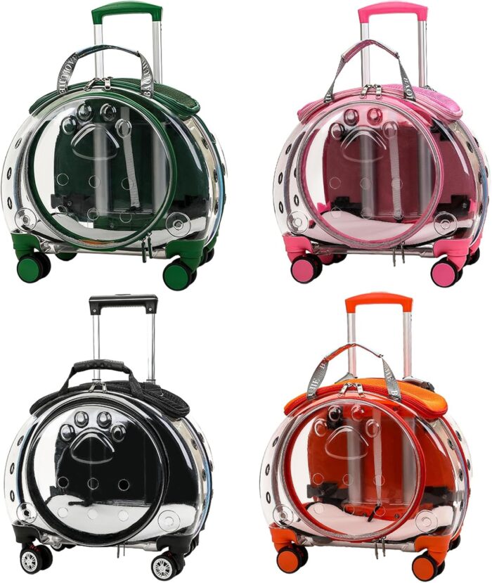 Cat & Dog Travel Backpack & Trolley with Silent Wheels & Telescopic Handle - Pink - Image 3
