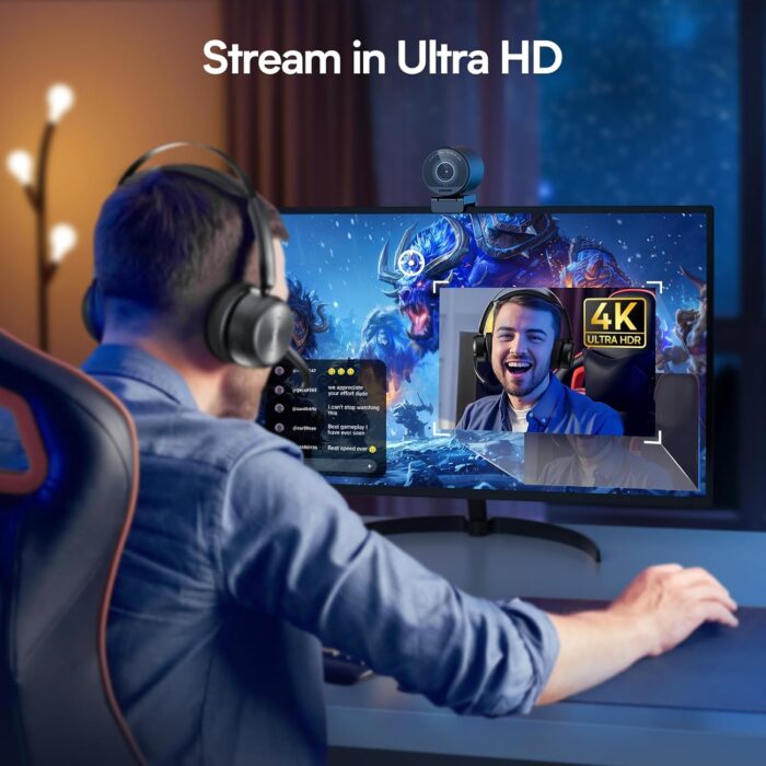 EMEET SmartCam S800-4K Webcam for Streaming, Sony 1/2'' Sensor, Supports HDR, PDAF&TOF Dual-autofocus, 1080P@60fps, 2 Noise-Cancelling Mics, 40°-73° FOV, Perfect for Live Streaming&Online Meetings - Image 8