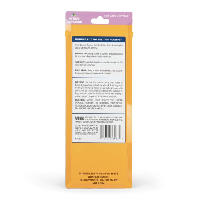Arm & Hammer for Pets Complete Care Cat & Kitten Dental Kit | Includes 2.5 oz Tuna Flavor Enzymatic Cat Toothpaste, Cat Toothbrush, and Rubber Finger Brush for Cats - Image 5