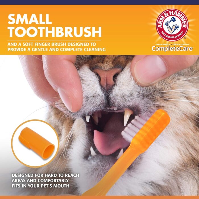 Arm & Hammer for Pets Complete Care Cat & Kitten Dental Kit | Includes 2.5 oz Tuna Flavor Enzymatic Cat Toothpaste, Cat Toothbrush, and Rubber Finger Brush for Cats - Image 2