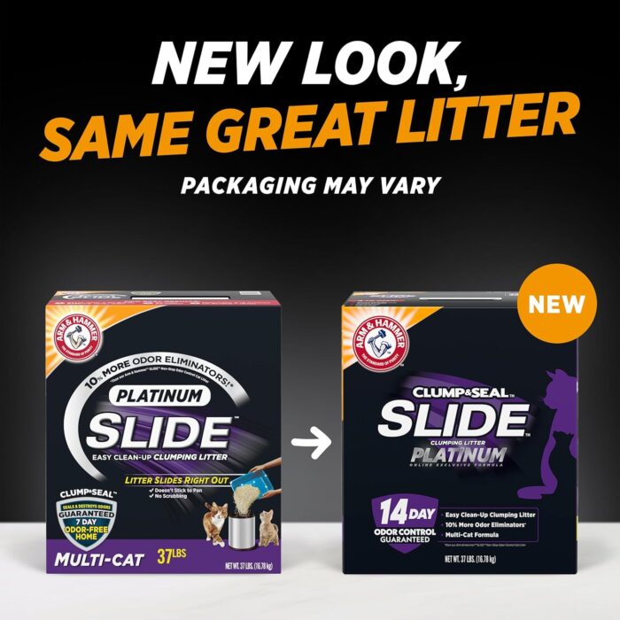 ARM & HAMMER Clump & Seal SLIDE Platinum Multi-Cat Clumping Litter, Easy Clean, Superior Odor Control, 37 Lbs - Image 4