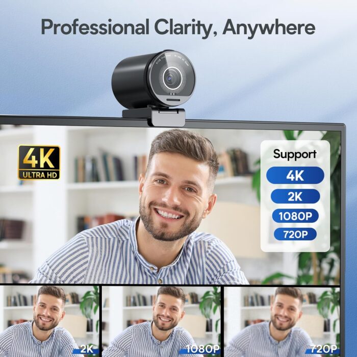 EMEET SmartCam S800-4K Webcam for Streaming, Sony 1/2'' Sensor, Supports HDR, PDAF&TOF Dual-autofocus, 1080P@60fps, 2 Noise-Cancelling Mics, 40°-73° FOV, Perfect for Live Streaming&Online Meetings - Image 9