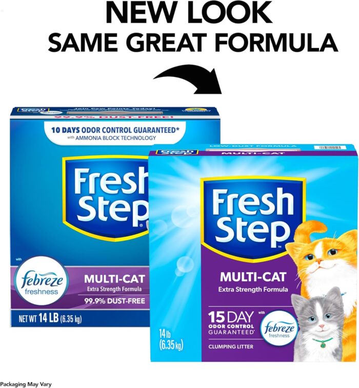 Fresh Step Clumping Cat Litter, Multi-Cat, Long Lasting Odor Control Kitty Litter with Activated Charcoal, Low Dust Formula, 14 lb - Image 7