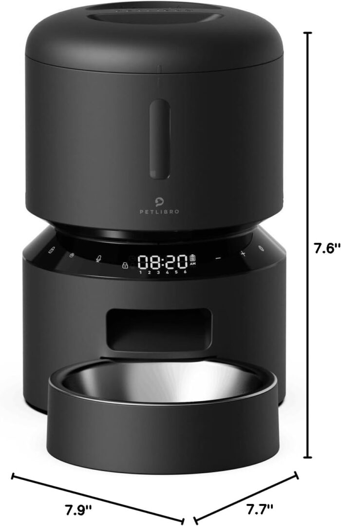 PETLIBRO Automatic Cat Feeder, Automatic Dog Food Dispenser with Freshness Preservation, Timed Pet Feeders for Dry Food, Up to 50 Portions 6 Meals Per Day, Granary Black - Image 8