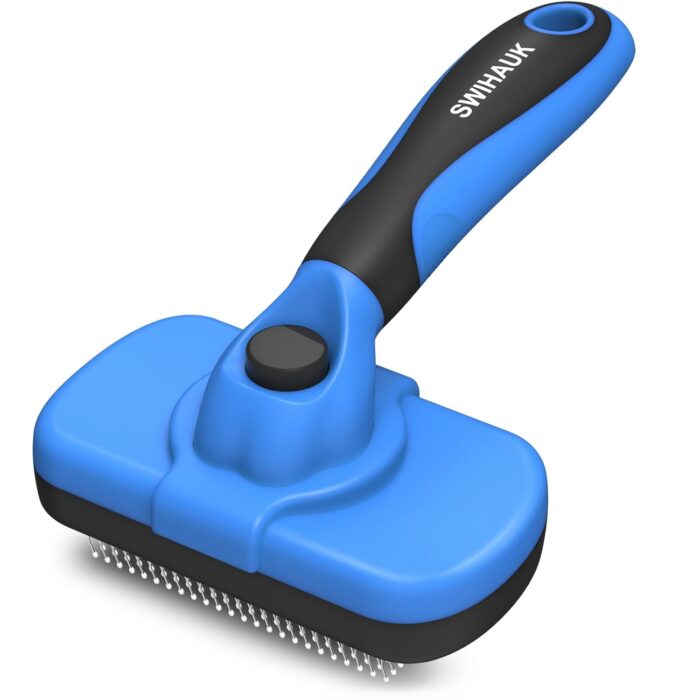 Swihauk Self Cleaning Slicker Brush - Skin Friendly Deshedding Grooming Tool for Dogs & Cats, Suitable for Shedding & Haired Pets, with Pet Supplies Accessories, Blue - Image 7