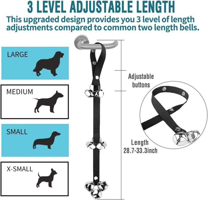 BLUETREE Dog Doorbells Premium Quality Training Potty Great Dog Bells Adjustable Door Bell Dog Bells for Potty Training Your Puppy The Easy Way - 7 Extra Large Loud 1.4 DoorBells - Image 6
