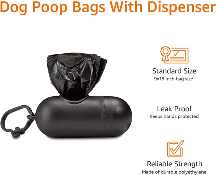 Amazon Basics Dog Poop Bags with Dispenser, 300 Count, Enhanced for Guaranteed Leakproof, Unscented, Includes Leash Clip - Image 6