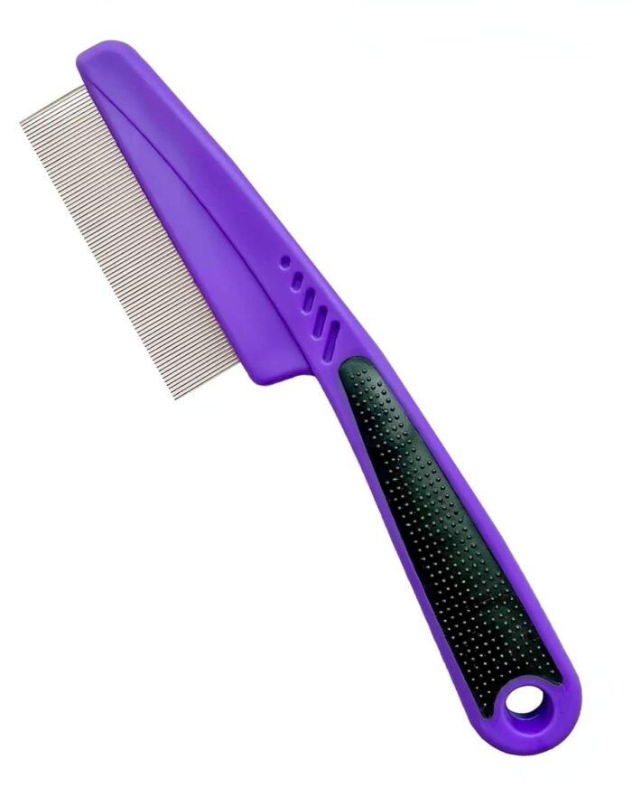 Yumflan Flea and Tick Comb with Rubber Handle for Dogs & Cats, Fine Tooth Comb for Grooming (Purple) - Image 4