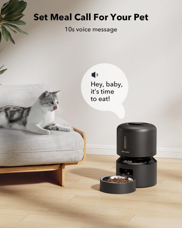 PETLIBRO Automatic Cat Feeder, Automatic Dog Food Dispenser with Freshness Preservation, Timed Pet Feeders for Dry Food, Up to 50 Portions 6 Meals Per Day, Granary Black - Image 7