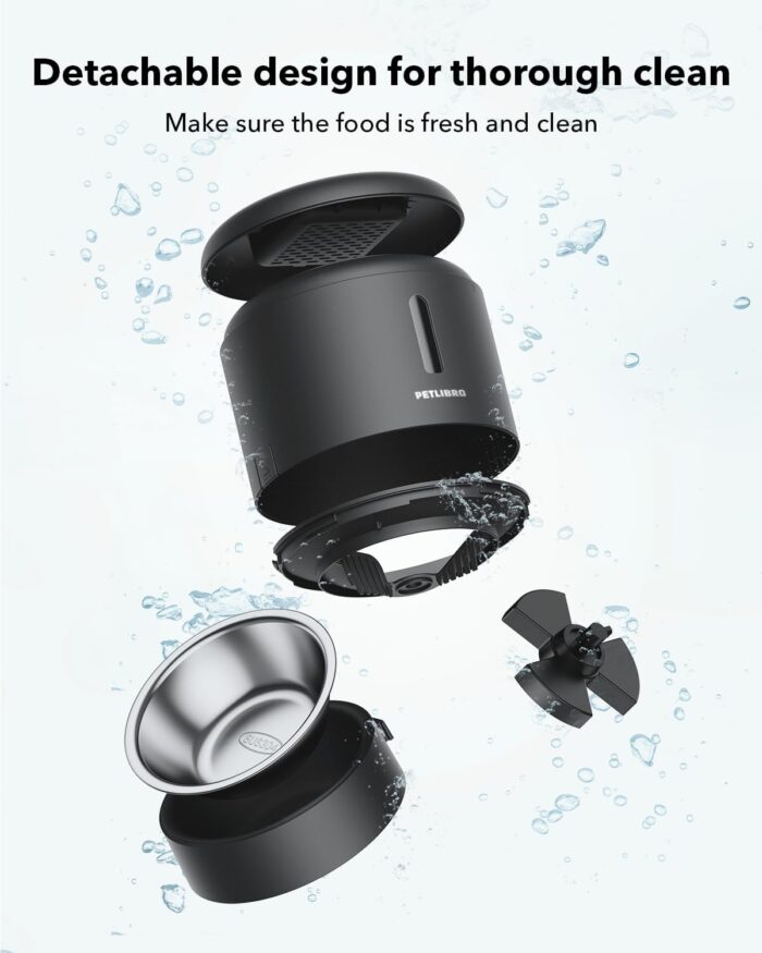 PETLIBRO Automatic Cat Feeder, Automatic Dog Food Dispenser with Freshness Preservation, Timed Pet Feeders for Dry Food, Up to 50 Portions 6 Meals Per Day, Granary Black - Image 5