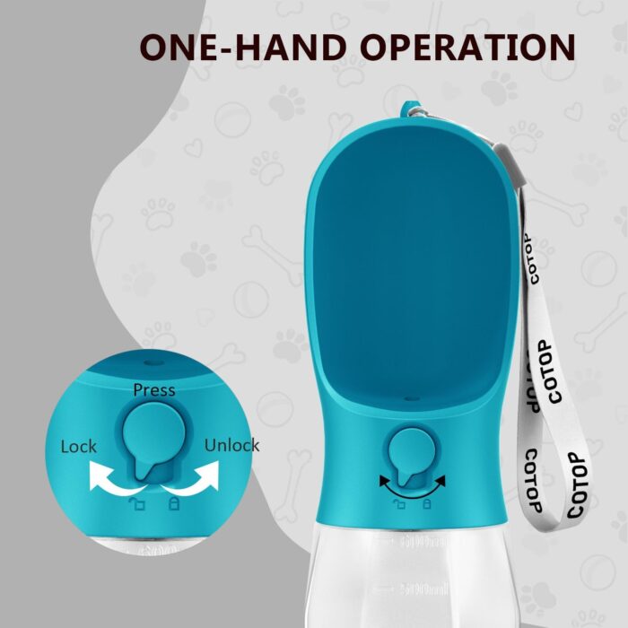 20oz Dog Water Bottle with Food Container & Poop Bag Dispenser | Leak-Proof Portable Pet Water Dispenser with Carabiner Clip | for Walking, Hiking, Travel (Cyan, 20oz) - Image 5