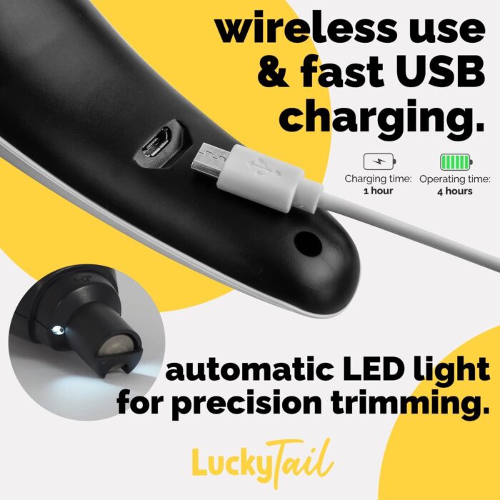 LuckyTail Pet Nail Grinder for Dogs and Cats - Super Quiet and Low Vibration Electric Dog Nail Grinder with 2 LED Lights - USB Rechargeable and Cordless - 2 Speeds - Small to Large Pets - Image 3