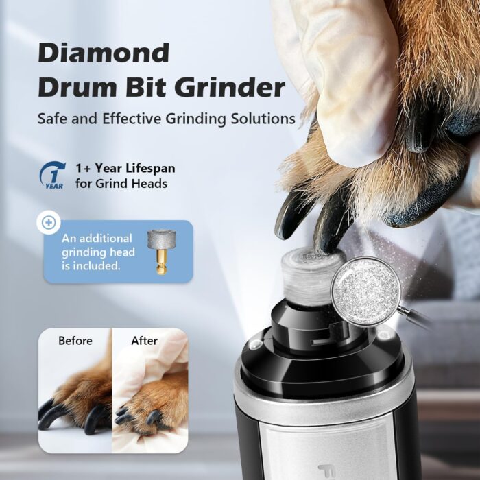 Dog Nail Grinder, Quiet Pet Nail Trimmer, Rechargeable Electric Dog Nail Trimmer, for Large Medium Small Dogs - Image 3