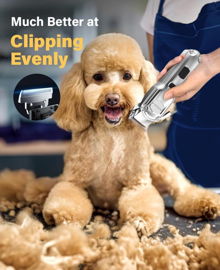 oneisall Dog Grooming Kit for Heavy Thick Hair&Coats/Low Noise Rechargeable Cordless Waterproof Dog Clippers for Grooming Animals&Pets/Pet Shaver with Stainless Steel Blade and Paw Trimmer - Image 3