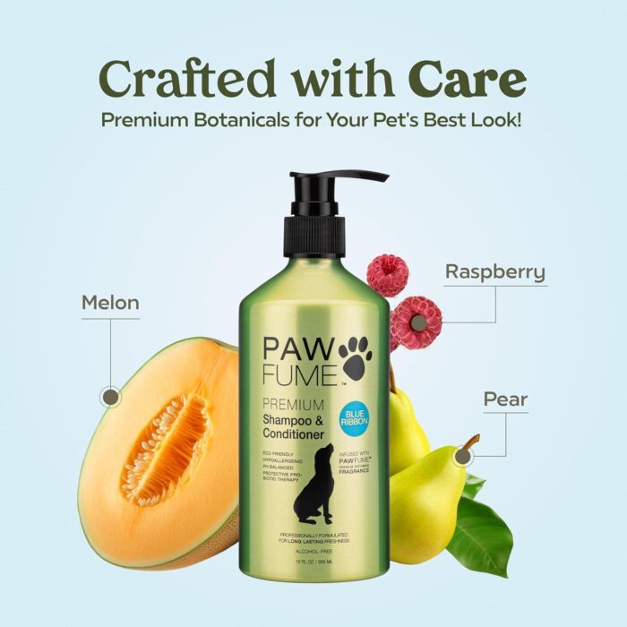 Pawfume Dog Shampoo and Conditioner – Hypoallergenic Dog Shampoo for Smelly Dogs – Best Dog Shampoos & Conditioners – Probiotic Pet Shampoo for Dogs – Best Dog Shampoo for Puppies (Blue Ribbon) - Image 3