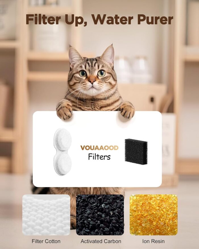 Cat Water Fountain for Cats Indoor: 80oz/2.4L Cat Fountains for Drinking - Quiet Pet Watering Bowls for Cats Inside - Black Kitten Waterer Supplies - for Small and Medium Animals - Image 2