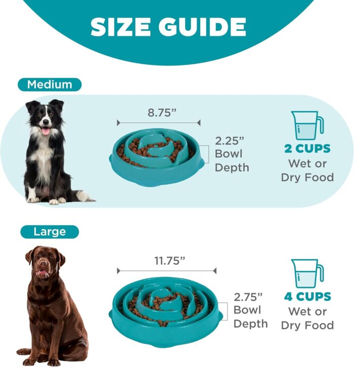 Outward Hound Fun Feeder Slo Bowl, Slow Feeder Dog Bowl, Medium/Mini, Turquoise - Image 6