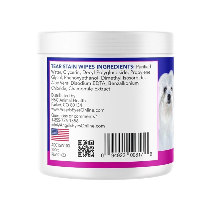 ANGELS' EYES Gentle Tear Stain & Pet Eye Wipes for All Dogs & Cats Textured Grooming Wipes Remove Discharge & Mucus, Reduce Tear Stains, Hypoallergenic with Aloe & Chamomile, 100ct - Image 5