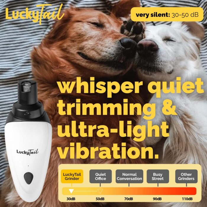 LuckyTail Pet Nail Grinder for Dogs and Cats - Super Quiet and Low Vibration Electric Dog Nail Grinder with 2 LED Lights - USB Rechargeable and Cordless - 2 Speeds - Small to Large Pets - Image 6