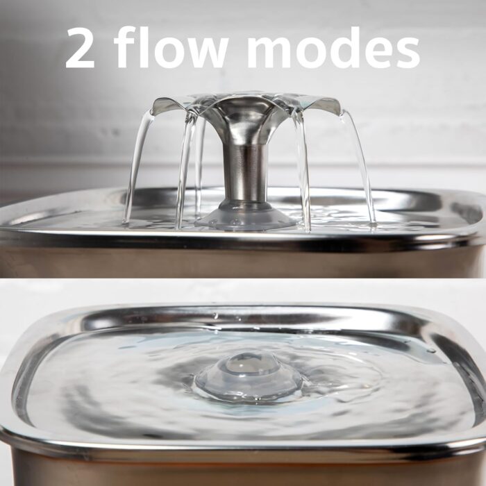 Veken Innovation Award Winner Stainless Steel Cat Water Fountain, 95oz/2.8L Automatic Pet Fountain with 3 Replacement Filters & 3 Pre-Filter Sponges & Silicone Mat for Cats, Dogs (Silver) - Image 7