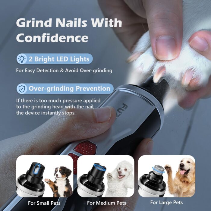 Dog Nail Grinder, Quiet Pet Nail Trimmer, Rechargeable Electric Dog Nail Trimmer, for Large Medium Small Dogs - Image 7