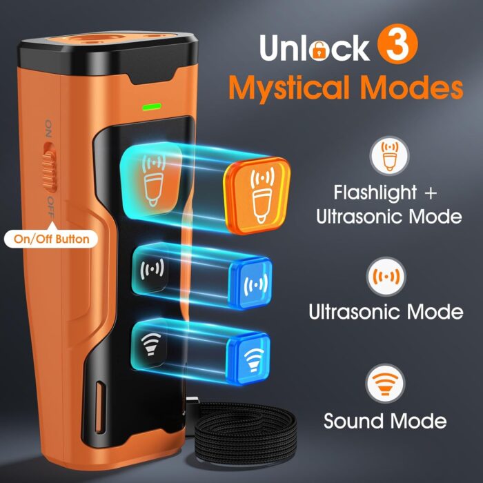 Dog Bark Deterrent Devices for Own or Neighbor's Dog Ultrasonic Dog Training Device Safe & Effective Portable Anti Barking Device for Dogs Indoor Outdoor Use Orange - Image 3