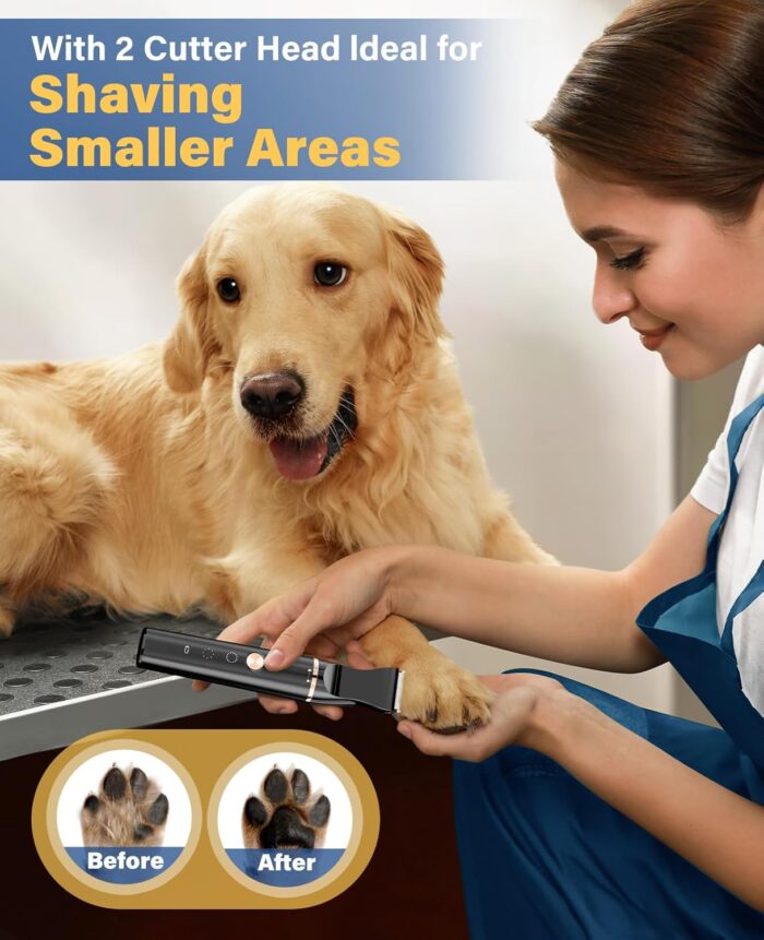 oneisall Dog Grooming Kit for Heavy Thick Hair&Coats/Low Noise Rechargeable Cordless Waterproof Dog Clippers for Grooming Animals&Pets/Pet Shaver with Stainless Steel Blade and Paw Trimmer - Image 6