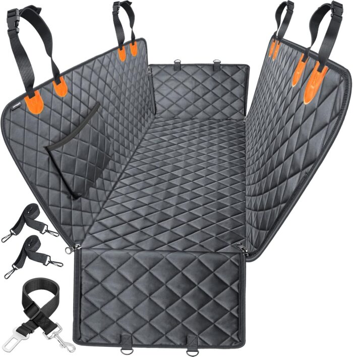 URPOWER Dog Car Seat Cover for Pets 100% Waterproof Seat Cover Hammock 600D Heavy Duty Scratch Proof Nonslip Durable Soft Back Seat Covers for Cars Trucks and SUVs - Image 7