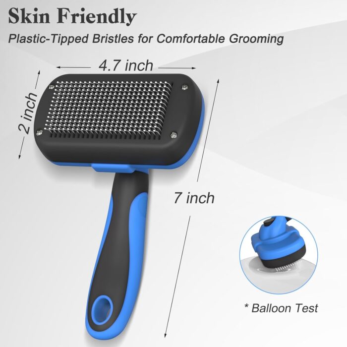 Swihauk Self Cleaning Slicker Brush - Skin Friendly Deshedding Grooming Tool for Dogs & Cats, Suitable for Shedding & Haired Pets, with Pet Supplies Accessories, Blue - Image 6