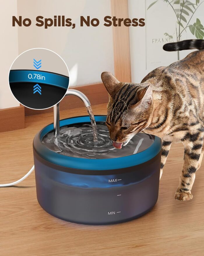 Cat Water Fountain for Cats Indoor: 80oz/2.4L Cat Fountains for Drinking - Quiet Pet Watering Bowls for Cats Inside - Black Kitten Waterer Supplies - for Small and Medium Animals - Image 10
