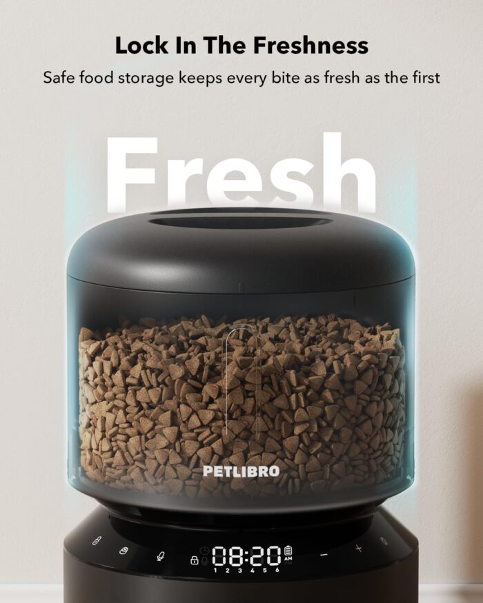 PETLIBRO Automatic Cat Feeder, Automatic Dog Food Dispenser with Freshness Preservation, Timed Pet Feeders for Dry Food, Up to 50 Portions 6 Meals Per Day, Granary Black - Image 2