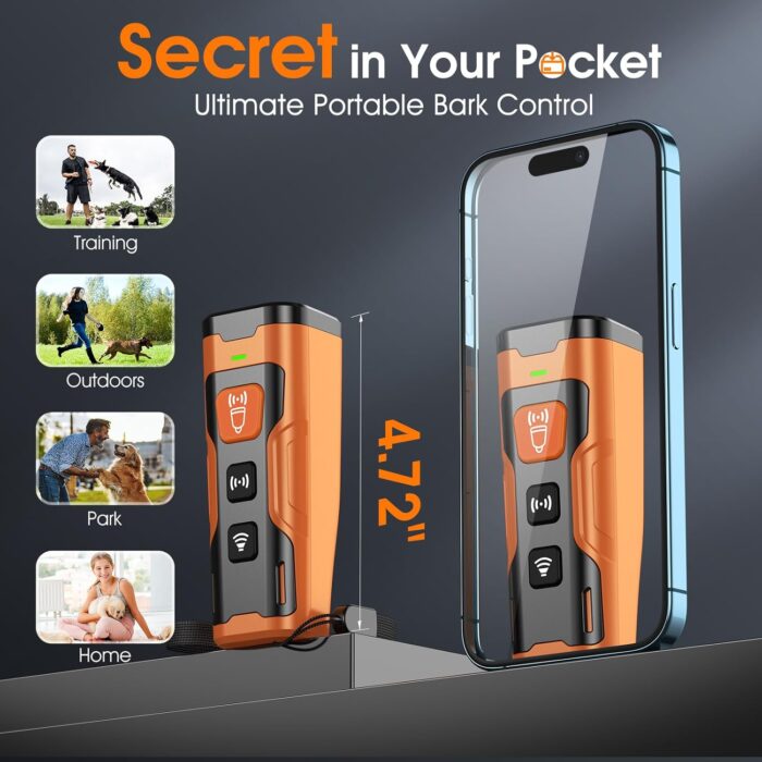 Dog Bark Deterrent Devices for Own or Neighbor's Dog Ultrasonic Dog Training Device Safe & Effective Portable Anti Barking Device for Dogs Indoor Outdoor Use Orange - Image 5