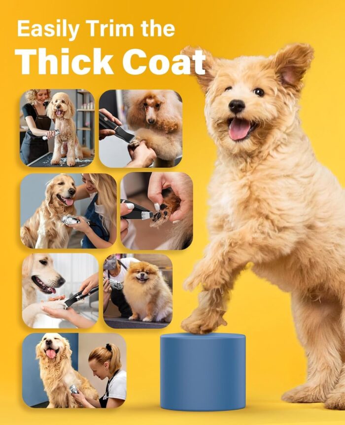 oneisall Dog Grooming Kit for Heavy Thick Hair&Coats/Low Noise Rechargeable Cordless Waterproof Dog Clippers for Grooming Animals&Pets/Pet Shaver with Stainless Steel Blade and Paw Trimmer - Image 8