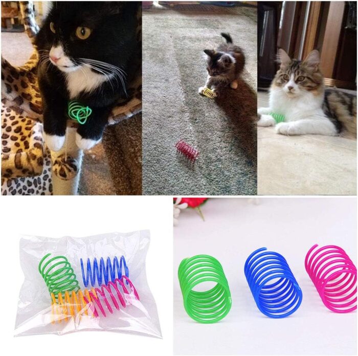 Andiker Cat Spiral Spring, 12 Pc Cat Creative Toy to Kill Time and Keep Fit Interactive Cat Toy Sturdy Heavy Plastic Spring Colorful Springs Cat Toy for Swatting, Biting, Hunting Kitten Toys - Image 4