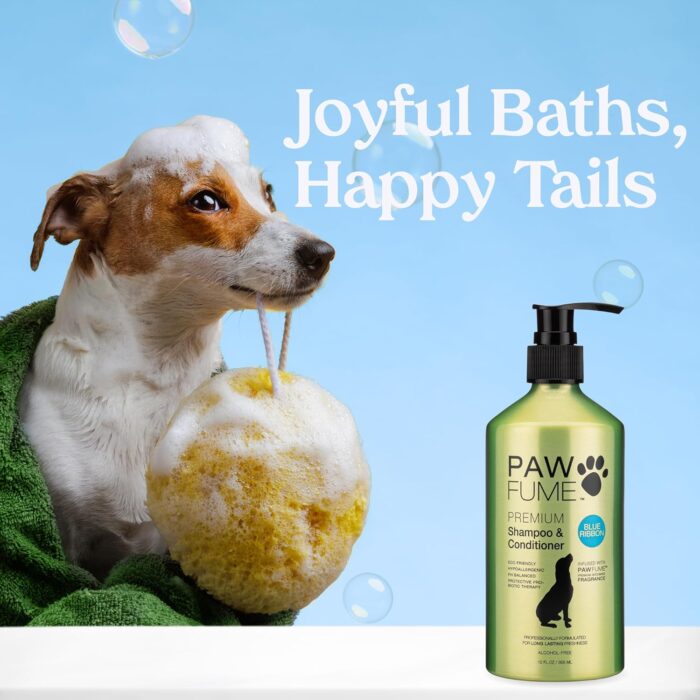 Pawfume Dog Shampoo and Conditioner – Hypoallergenic Dog Shampoo for Smelly Dogs – Best Dog Shampoos & Conditioners – Probiotic Pet Shampoo for Dogs – Best Dog Shampoo for Puppies (Blue Ribbon) - Image 2
