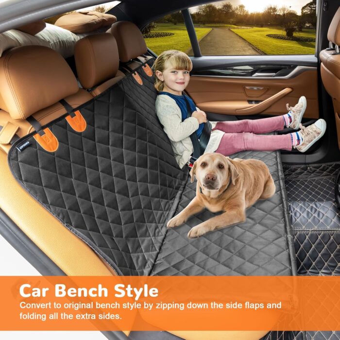 URPOWER Dog Car Seat Cover for Pets 100% Waterproof Seat Cover Hammock 600D Heavy Duty Scratch Proof Nonslip Durable Soft Back Seat Covers for Cars Trucks and SUVs - Image 3