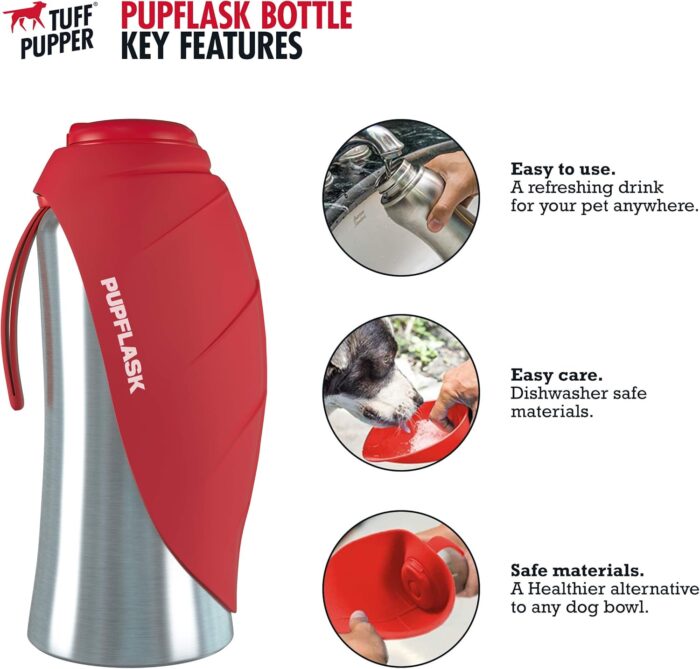 PupFlask Large Dog Water Bottle | 27 or 40 OZ Stainless Steel | Convenient Dog Drink Dispenser | Puppy Travel Water Bowl | Portable Pet Hydration Bottle | Leak Proof | Perfect Size For All Breeds - Image 6