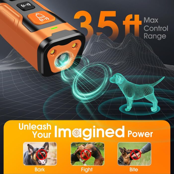 Dog Bark Deterrent Devices for Own or Neighbor's Dog Ultrasonic Dog Training Device Safe & Effective Portable Anti Barking Device for Dogs Indoor Outdoor Use Orange - Image 2