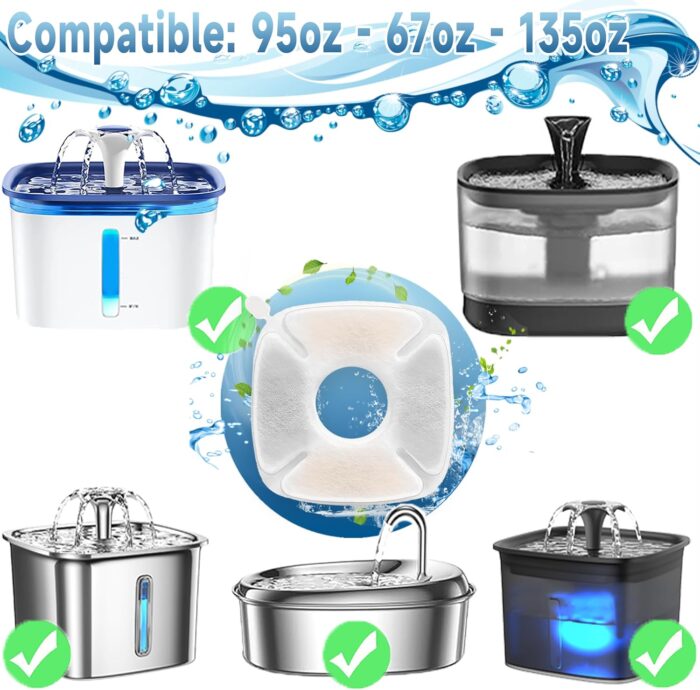 34 Pcs Cat Fountain Filters Replacement Compatible with VEKEN 95oz/2.8L Cat Water Fountain Filters Automatic Dog Water Fountain Filters Pet Fountain - Image 3