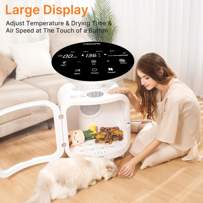 Automatic Cat Dryer Box 75L Extra Large Capacity Ultra Quiet Fast Pet Hair Drying Box Smart App Control Temperature and 360° Drying for Cats and Small Dogs - Image 2