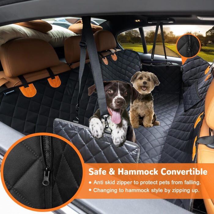 URPOWER Dog Car Seat Cover for Pets 100% Waterproof Seat Cover Hammock 600D Heavy Duty Scratch Proof Nonslip Durable Soft Back Seat Covers for Cars Trucks and SUVs - Image 6