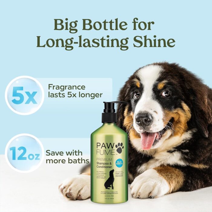 Pawfume Dog Shampoo and Conditioner – Hypoallergenic Dog Shampoo for Smelly Dogs – Best Dog Shampoos & Conditioners – Probiotic Pet Shampoo for Dogs – Best Dog Shampoo for Puppies (Blue Ribbon) - Image 8