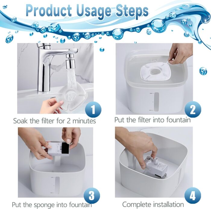 34 Pcs Cat Fountain Filters Replacement Compatible with VEKEN 95oz/2.8L Cat Water Fountain Filters Automatic Dog Water Fountain Filters Pet Fountain - Image 5