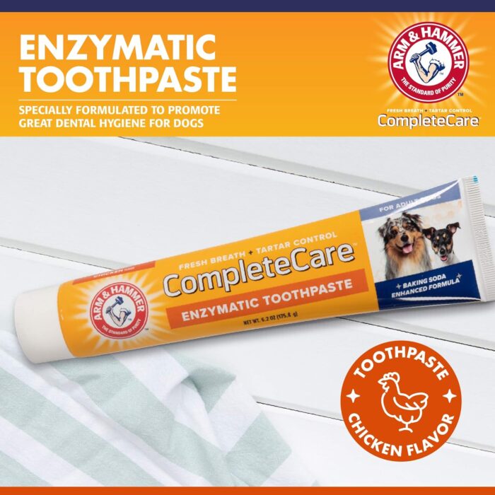 Arm & Hammer Complete Care Enzymatic Dog Toothpaste, 6.2 oz - Dog Toothpaste for Puppies and Adult Dogs, Arm and Hammer Toothpaste for Dogs - Pet Toothpaste, Dog Dental Care and Clean Dog Teeth - Image 5