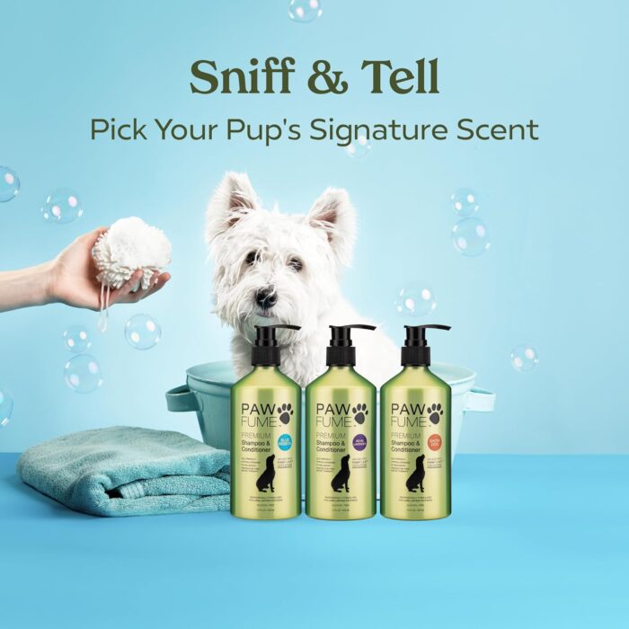 Pawfume Dog Shampoo and Conditioner – Hypoallergenic Dog Shampoo for Smelly Dogs – Best Dog Shampoos & Conditioners – Probiotic Pet Shampoo for Dogs – Best Dog Shampoo for Puppies (Blue Ribbon) - Image 6