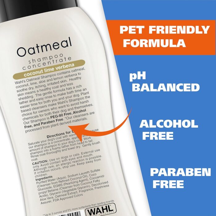 Wahl USA Dry Skin & Itch Relief Pet Shampoo for Dogs – Oatmeal Formula with Coconut Lime Verbena & Pet Friendly Formula, 24 Oz - Model 820004A - Image 7