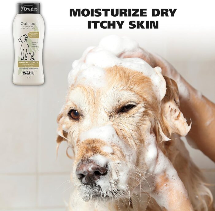 Wahl USA Dry Skin & Itch Relief Pet Shampoo for Dogs – Oatmeal Formula with Coconut Lime Verbena & Pet Friendly Formula, 24 Oz - Model 820004A - Image 5