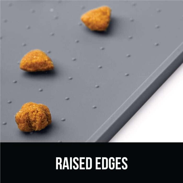 GORILLA GRIP 100% Waterproof Raised Edge BPA Free Silicone Pet Feeding Mat, Dog Cat Food Mats Contain Spills Protects Floors, Placemats for Cats and Dogs Water Bowl, Pets Accessories 18.5x11.5 Gray - Image 6