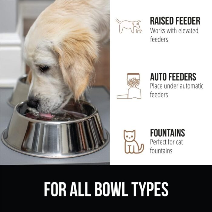 GORILLA GRIP 100% Waterproof Raised Edge BPA Free Silicone Pet Feeding Mat, Dog Cat Food Mats Contain Spills Protects Floors, Placemats for Cats and Dogs Water Bowl, Pets Accessories 18.5x11.5 Gray - Image 2