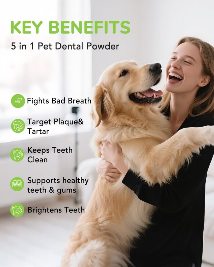 Dog Dental Powder - Dogs Teeth Cleaning Powder, Plaque and Tartar Remover in 7-14 Days, Dog Breath Freshener - All Natural Ingredient Dogs Dental Care Supply - Image 7